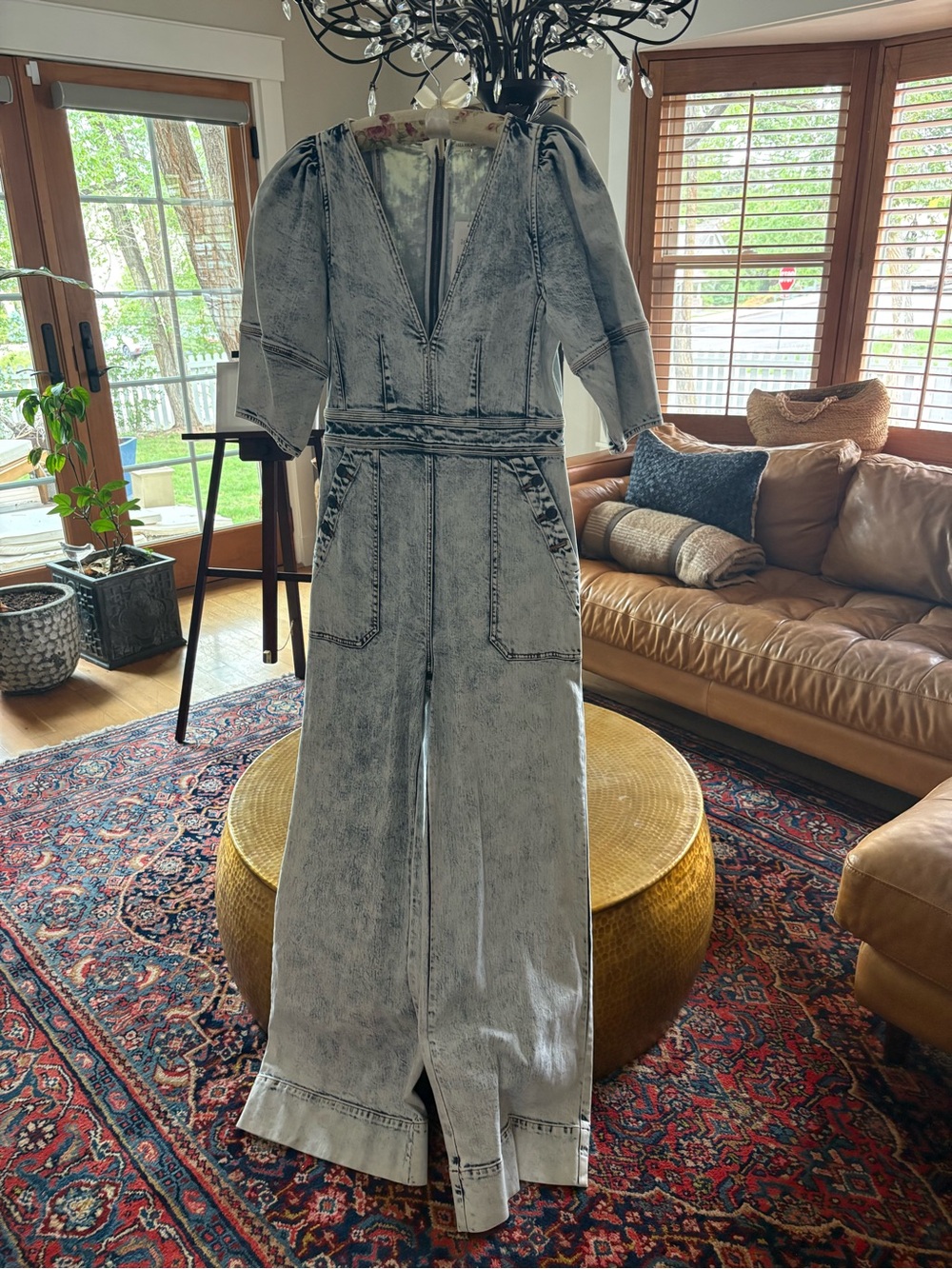 Ulla Johnson Light Gray Acid-Wash Jumpsuit